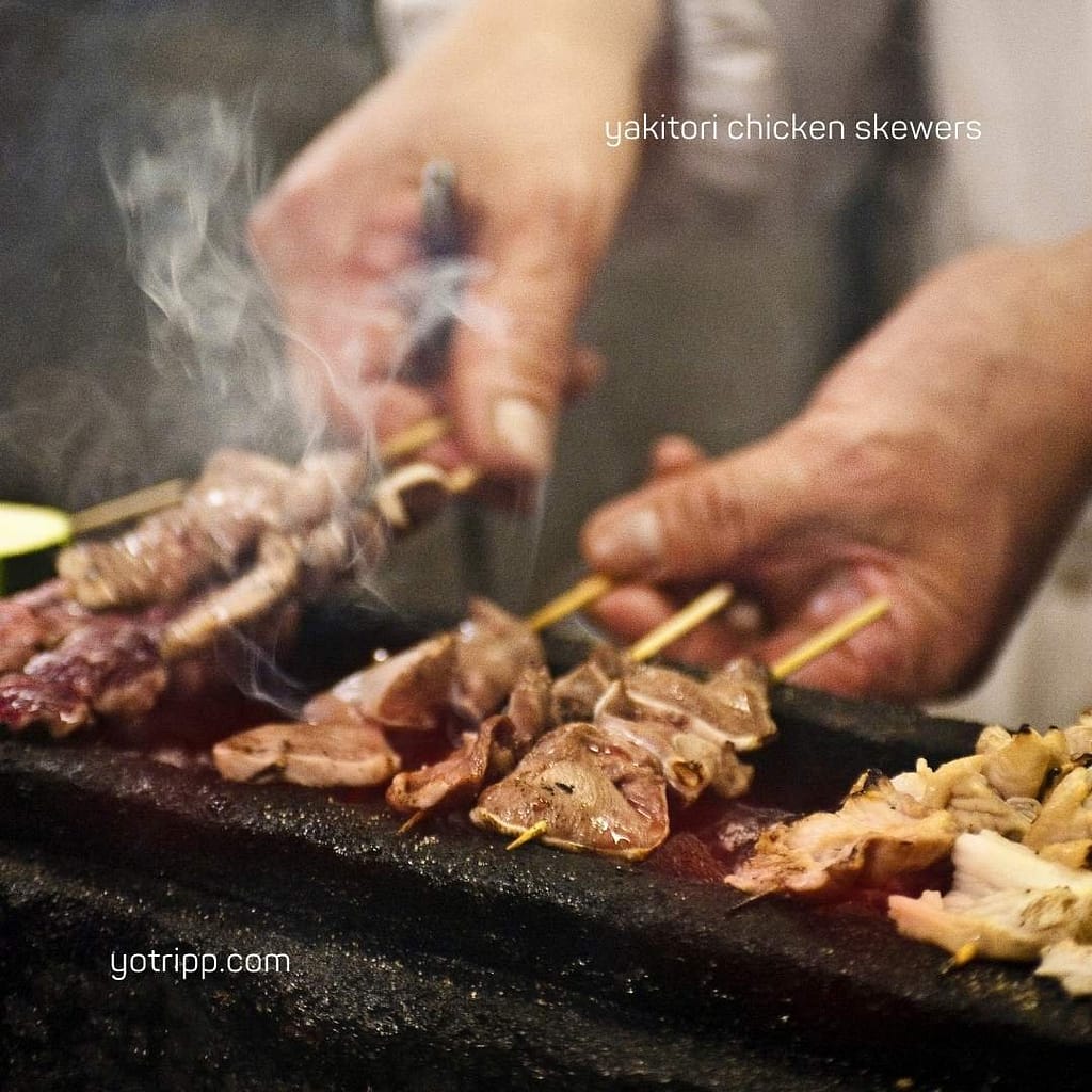 Juicy grilled yakitori chicken skewers